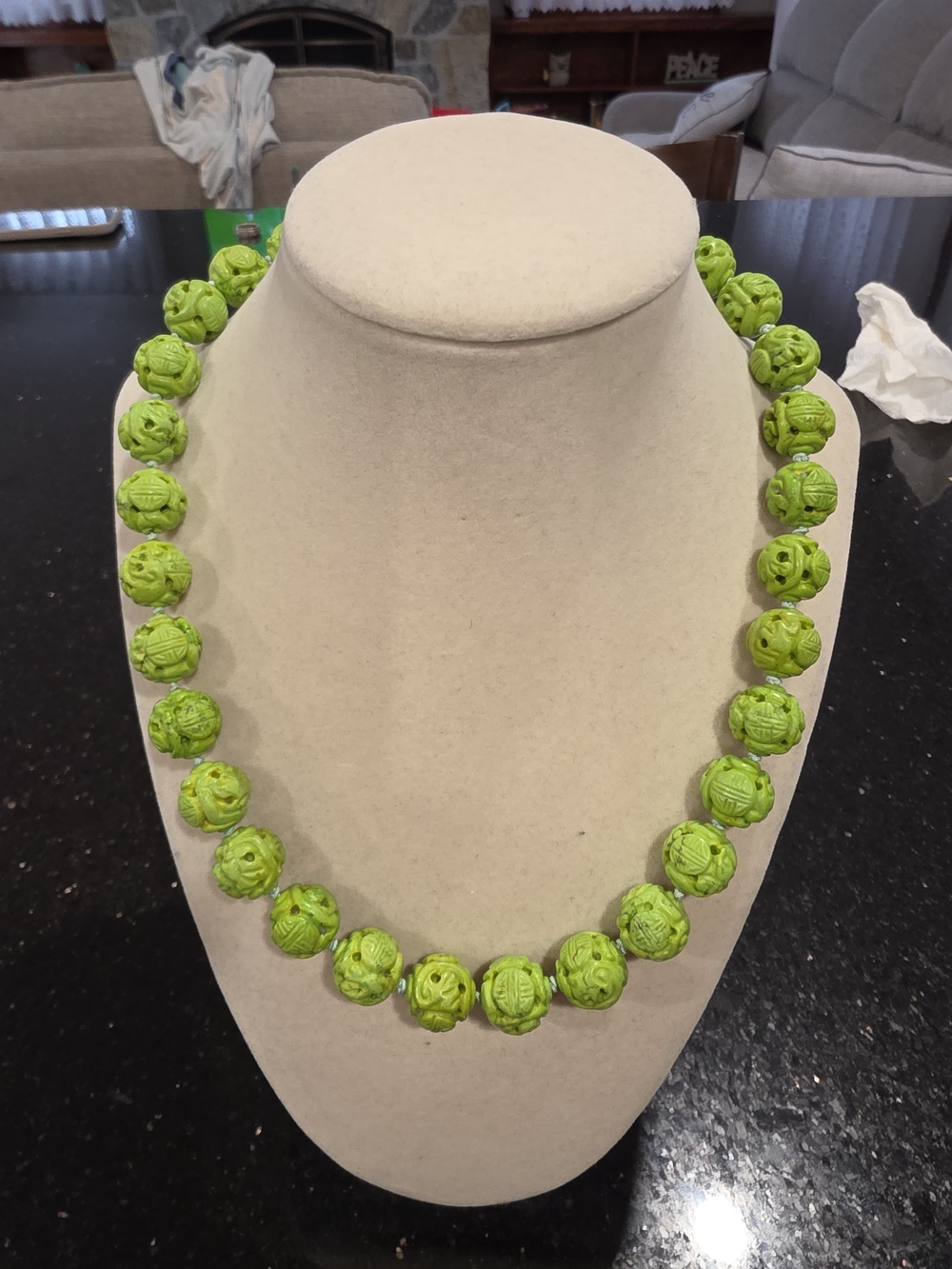 Handcrafted Lime Green Beaded Necklace